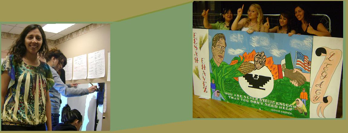 Spanish Springs High School students are shown with their winning Cesar Chavez mural.