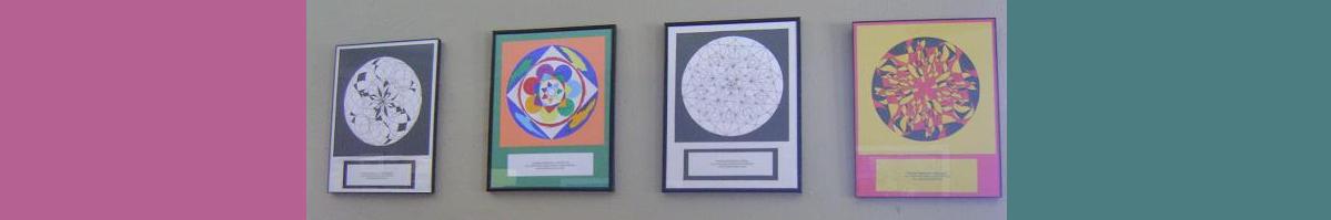 Photo of four mandalas hanging from a wall at Creme in Reno, NV. Clicking on photo takes you to the process page.