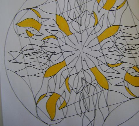 Photo of initial drawings of mandala.