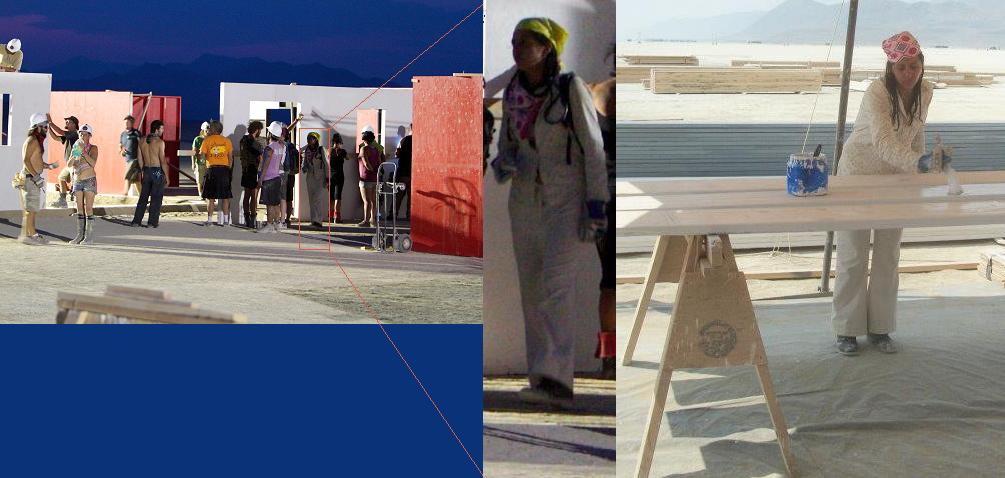 Burn Wall Street Build shows the crew building walls and Julieta Corazon painting.